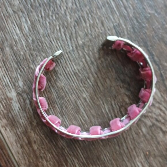 Pink Velvet Braided Cuff Bracelet - Picture 4 of 6